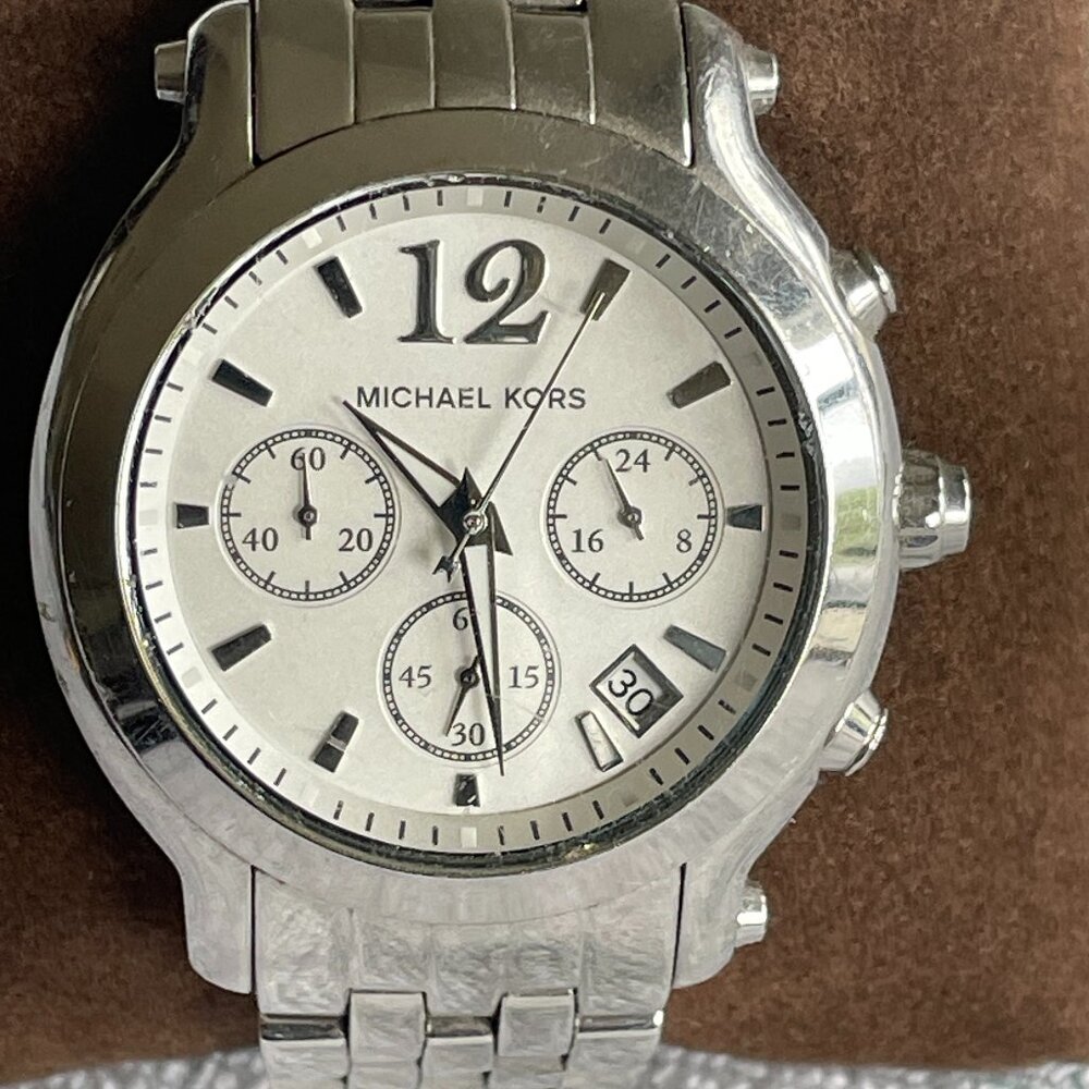 Michael Kors MK5171 White Dial Stainless Steel Chronograph Women's Watch w/Box